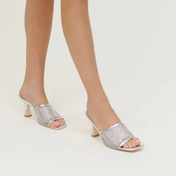 NEW REFORMATION Made In Brazil Leather Mirage Rhinestone Heeled Sandals 725 15j8 - Picture 9 of 10